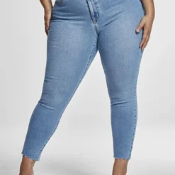 Fashion To Figure Mid Rise Blue Wash Destructed Skinny Jeans -Pleasures SHOP x e94abfb9 513c 4b18 af8c ddd72abeed92