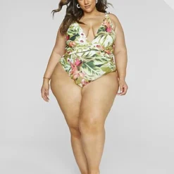 Fashion To Figure Michelle Tropical Print One-Piece Swimsuit