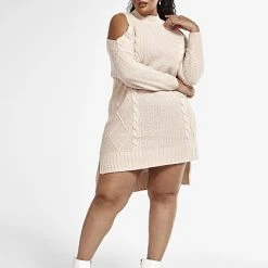 Fashion To Figure Allison Cold Shoulder Sweater Dress -Pleasures SHOP x ea1d9d8b 8488 47cc a7b6 ecab07283b65