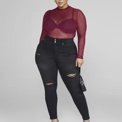 Fashion To Figure High Rise Curvy Fit Skinny Jeans In Black - Short Inseam