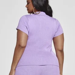 Fashion To Figure Jana Ribbed Knit Polo Top