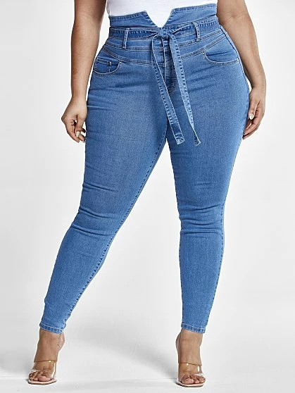 Fashion To Figure Ultra High Rise Tie Front Skinny Jeans - Tall Inseam 6 Fashion To Figure Ultra High Rise Tie Front Skinny Jeans - Tall Inseam - Image 6