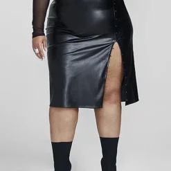 Fashion To Figure Alexia Faux Leather Midi Skirt -Pleasures SHOP x ebdebac7 2904 4555 b77f 23893cd29724