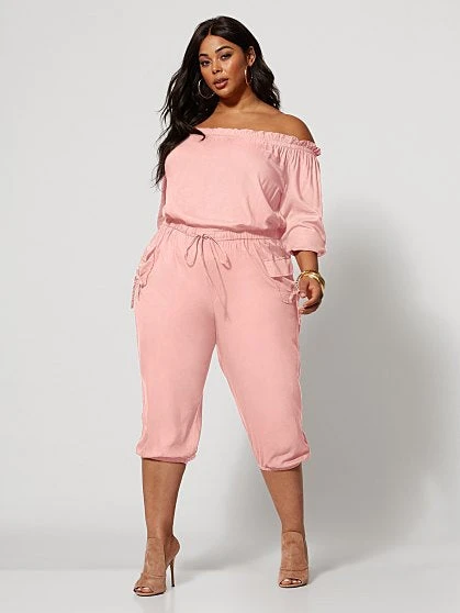 Fashion To Figure Jenny Off-Shoulder Utility Jumpsuit 2 Fashion To Figure Jenny Off-Shoulder Utility Jumpsuit - Image 2