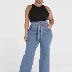 Fashion To Figure Ultra High Rise Tie Waist Flare Jeans -Pleasures SHOP x ec80b066 da9c 427c a109 330c12c59d9c