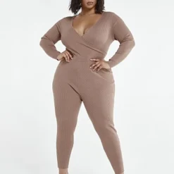 Fashion To Figure Farah Faux-Wrap Sweater Jumpsuit -Pleasures SHOP x ecca42bd 47e1 4fba 9d07 ea3a5442d887