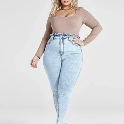 Fashion To Figure Ultra High Rise Ruffle Waist Skinny Jeans -Pleasures SHOP x eccb7423 c0e4 4d16 8261 549252456d79