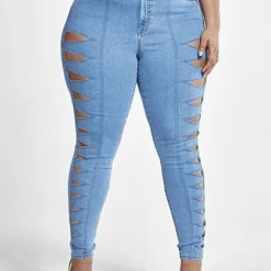 Fashion To Figure High Rise Skinny Jeans With Cutouts -Pleasures SHOP x ecfdff43 0d76 4939 b77f b42c9d5f072b