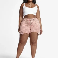 Fashion To Figure High Rise Button Fly Shorts -Pleasures SHOP x ed551f93 78df 4022 b8f1 5b836482965a