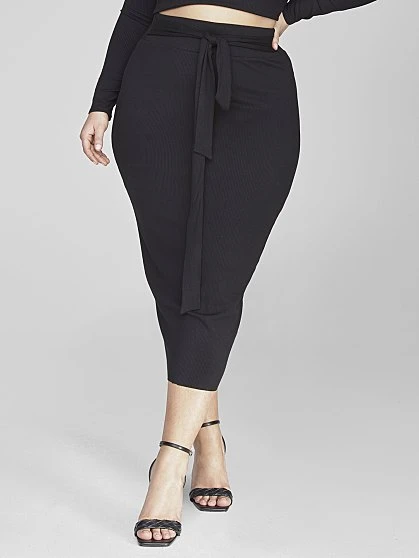 Fashion To Figure FTF Essentials - Rib Knit Tie Knot Skirt 5 Fashion To Figure FTF Essentials - Rib Knit Tie Knot Skirt - Image 5