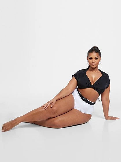 Fashion To Figure Khloe Short Sleeve Crop Swim Top 1 Fashion To Figure Khloe Short Sleeve Crop Swim Top