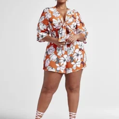 Fashion To Figure Joi Floral Romper With Tie Front -Pleasures SHOP x ef925f90 8168 44fb 949f d1f33985d13e