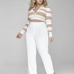 Fashion To Figure Alise Striped Ribbed Knit Sweater