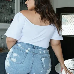 Fashion To Figure Mid-Rise Paint Splatter Shorts