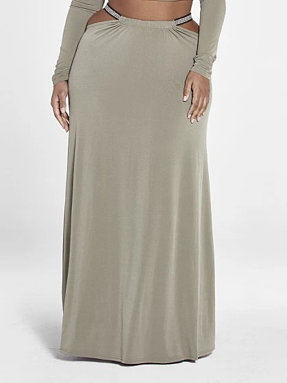 Fashion To Figure Brittnee Rhinestone Trim Maxi Skirt 6 Fashion To Figure Brittnee Rhinestone Trim Maxi Skirt - Image 6