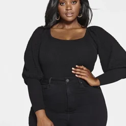 Fashion To Figure Priscilla Pointelle Puff Sleeve Sweater