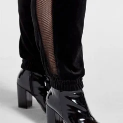 Fashion To Figure Harper Velour Mesh Insert Jogger Pants