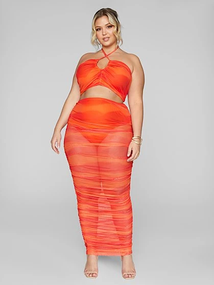 Fashion To Figure Lalah Mesh Ruched Maxi Skirt 2 Fashion To Figure Lalah Mesh Ruched Maxi Skirt - Image 2