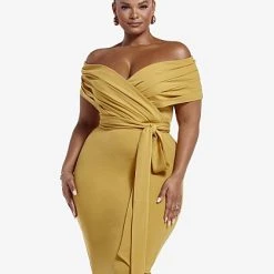 Fashion To Figure Nicole Off The Shoulder Midi Dress - FTF LAB: Nicole Simone -Pleasures SHOP x f225fd66 d5fd 40d9 9862 b4b1b8cba2fb