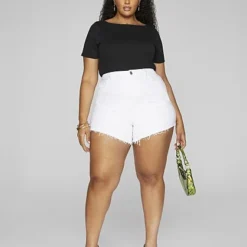 Fashion To Figure High Rise White Cutoff Denim Shorts