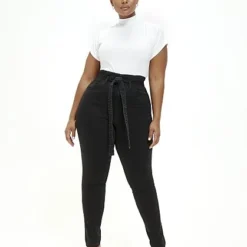 Fashion To Figure Black Ultra High Rise Self Tie Skinny Jeans -Pleasures SHOP x f28aafab fc6f 49a4 8141 14acefaacb02 1