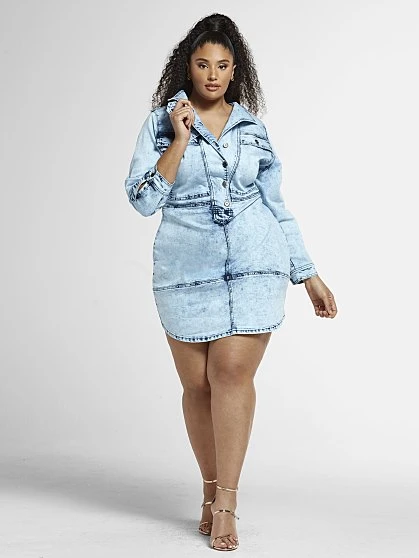 Fashion To Figure Raina Acid Wash Denim Dress 1 Fashion To Figure Raina Acid Wash Denim Dress