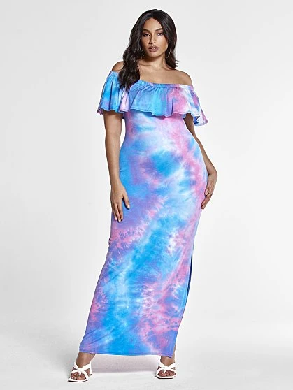 Fashion To Figure Soraya Tie Dye Off The Shoulder Maxi Dress 3 Fashion To Figure Soraya Tie Dye Off The Shoulder Maxi Dress - Image 3