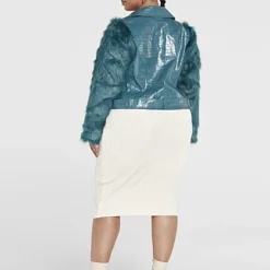 Fashion To Figure Jamila Croc Faux Leather Moto Jacket With Fur Sleeves -Pleasures SHOP x f4048fac f9e2 4074 864f a4bdd8897c46