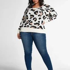 Fashion To Figure Ciara Open Back Leopard Print Sweater