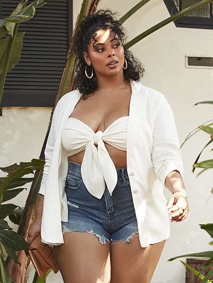 Fashion To Figure Lauren Linen Blazer 3 Fashion To Figure Lauren Linen Blazer - Image 3