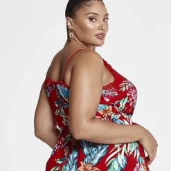 Fashion To Figure Courtney Hi-Lo Ruffle Floral Print Dress -Pleasures SHOP x f6100e2b 59ae 444b a579 67173a016d27