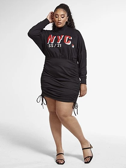 Fashion To Figure NYC Drawstring Sweatshirt Dress 2 Fashion To Figure NYC Drawstring Sweatshirt Dress - Image 2