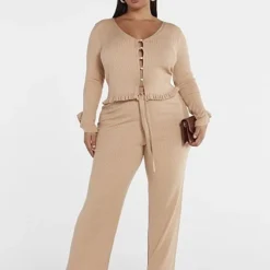 Fashion To Figure Yvonne Ribbed Knit Tie Waist Pants -Pleasures SHOP x f7def448 8637 4047 801e fcf5540bf768
