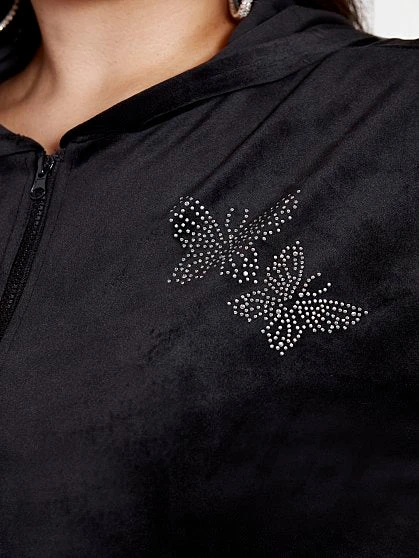 Fashion To Figure Ruby Velour Butterfly Rhinestone Hoodie 5 Fashion To Figure Ruby Velour Butterfly Rhinestone Hoodie - Image 5