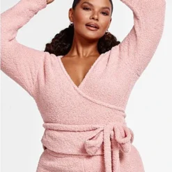 Fashion To Figure The Cuddle Wrap Sweater In Blush