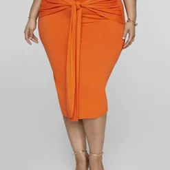 Fashion To Figure Delphine Tie Front Knit Midi Skirt -Pleasures SHOP x f9a80033 129c 4874 bbc7 d12cd5904c55