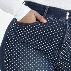 Fashion To Figure Medium Wash High Rise Studded Curvy Skinny Jeans -Pleasures SHOP x f9d3e6c9 9ff6 4884 b5e8 34d3ea23c4b8