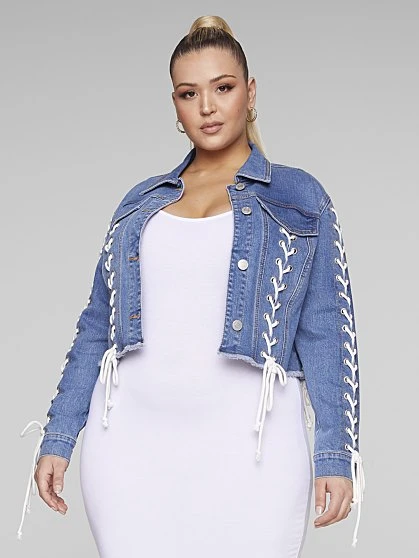 Fashion To Figure Joi Lace-Up Detail Denim Jacket 4 Fashion To Figure Joi Lace-Up Detail Denim Jacket - Image 4
