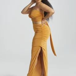 Fashion To Figure Lesedi Ruched Shimmer Skirt -Pleasures SHOP x fa452d42 a58a 4d19 acd1 4a3fcb99f379