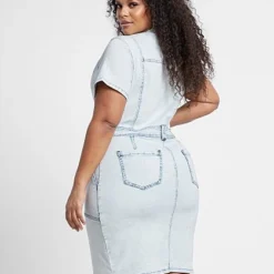 Fashion To Figure Jayden Button Front Denim Dress -Pleasures SHOP x fa9fe5b3 8123 49dc 8ebd e2490b511b5b