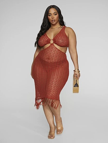 Fashion To Figure Yvonne O-Ring Crochet Cover-Up Dress 2 Fashion To Figure Yvonne O-Ring Crochet Cover-Up Dress - Image 2