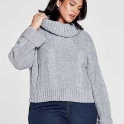 Fashion To Figure Liana Cableknit Turtleneck Sweater