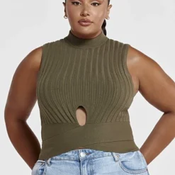 Fashion To Figure Daja Ribbed Knit Sleeveless Top -Pleasures SHOP x fb477d33 5637 4274 8629 cde10e3d3442