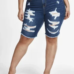 Fashion To Figure High Rise Destructed Bermuda Shorts -Pleasures SHOP x fb62aaae 8f0f 41f2 a152 c717d5d559d8