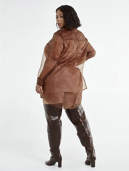 Fashion To Figure Athena Organza Shirt Dress 5 Fashion To Figure Athena Organza Shirt Dress - Image 5