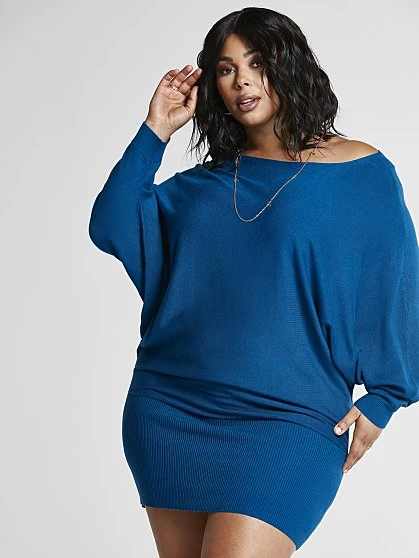 Fashion To Figure Larina Dolman Sleeve Sweater Dress 2 Fashion To Figure Larina Dolman Sleeve Sweater Dress - Image 2