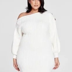 Fashion To Figure Abigail Off-Shoulder Cable Knit Sweater Dress -Pleasures SHOP x fc3fa3df 5466 4e99 ac27 81b66a82af14