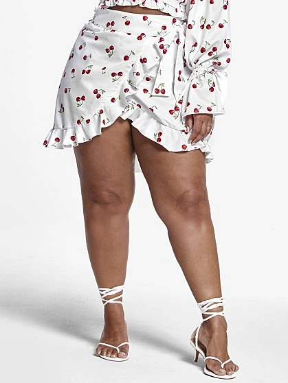 Fashion To Figure Tatiana Cherry Print Wrap Skirt 2 Fashion To Figure Tatiana Cherry Print Wrap Skirt - Image 2