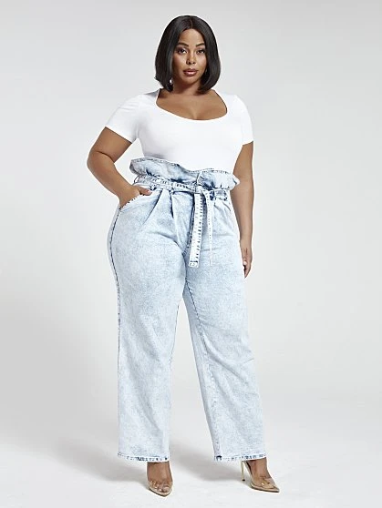 Fashion To Figure Ultra High Rise Paperbag Waist Wide Leg Jeans - Tall Inseam 1 Fashion To Figure Ultra High Rise Paperbag Waist Wide Leg Jeans - Tall Inseam