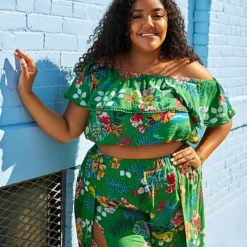 Fashion To Figure Carmen Tulip Split Leg Tropical Pants